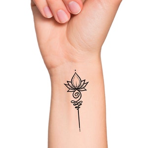 Lotus Unalome Temporary Tattoo