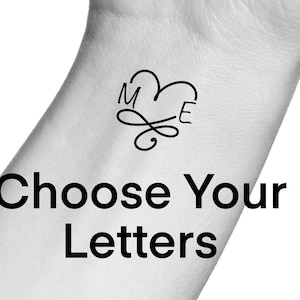 Custom Heart Infinity Initials Temporary Tattoo / Custom Heart Letters Tattoo