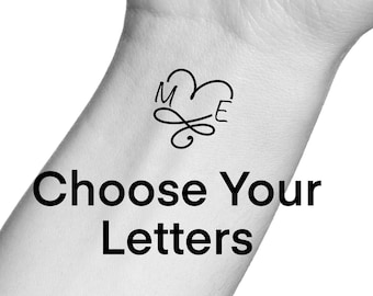 Custom Heart Infinity Initials Temporary Tattoo (Choose Your Letters)