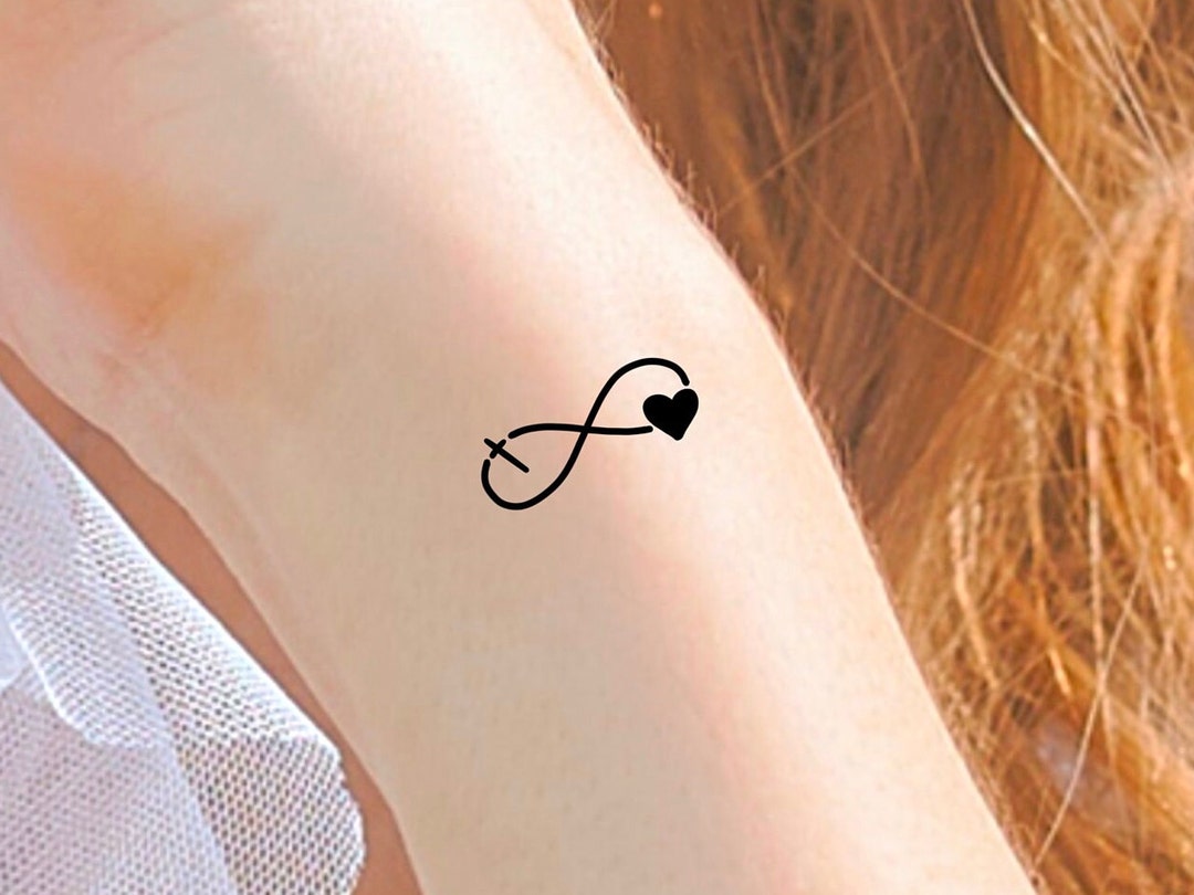 Cross Heart Infinity Temporary Tattoo - Etsy