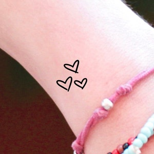 3 little hearts Temporary Tattoo