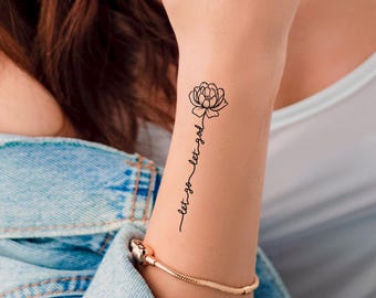 Let Go Let God Flower Temporary Tattoo - Religious Wildflower Tattoo