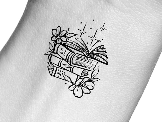Buy Book Temporary Tattoo Reader Flowers Tattoo Reader Book Feminist  Temporary Tat Books and Flowers Set of 3 Small Temporary Tattoo Online in  India - Etsy