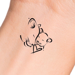 Lions Mother Daughter Heart Temporary Tattoo