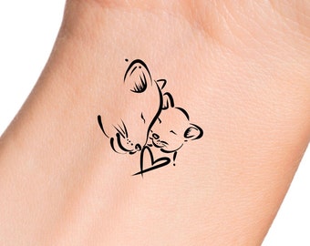 Lions Mother Daughter Heart Temporary Tattoo