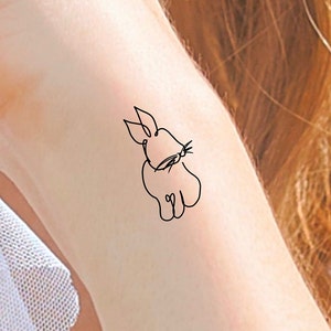 Bunny Rabbit Line Temporary Tattoo - Etsy