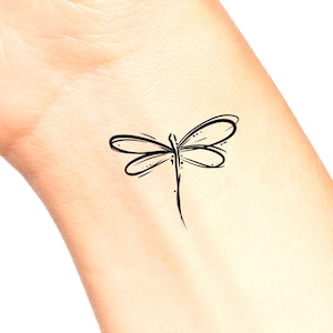 Dragonfly Line Temporary Tattoo