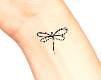 Dragonfly Line Temporary Tattoo