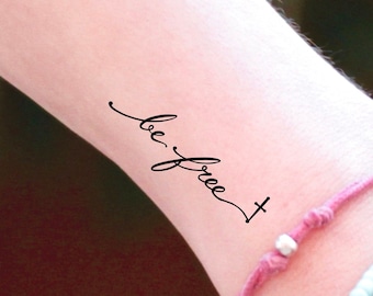 Be Free Cross Temporary Tattoo