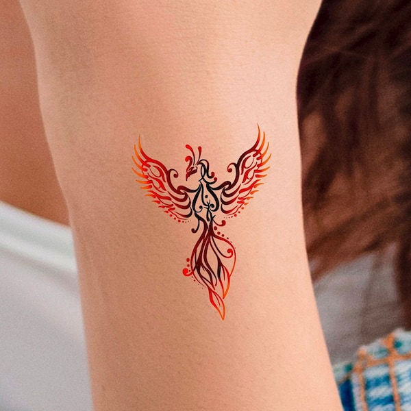 Red Phoenix Temporary Tattoo