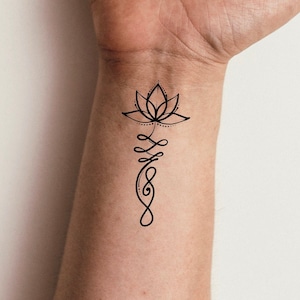 Unalome Lotus Temporary Tattoo
