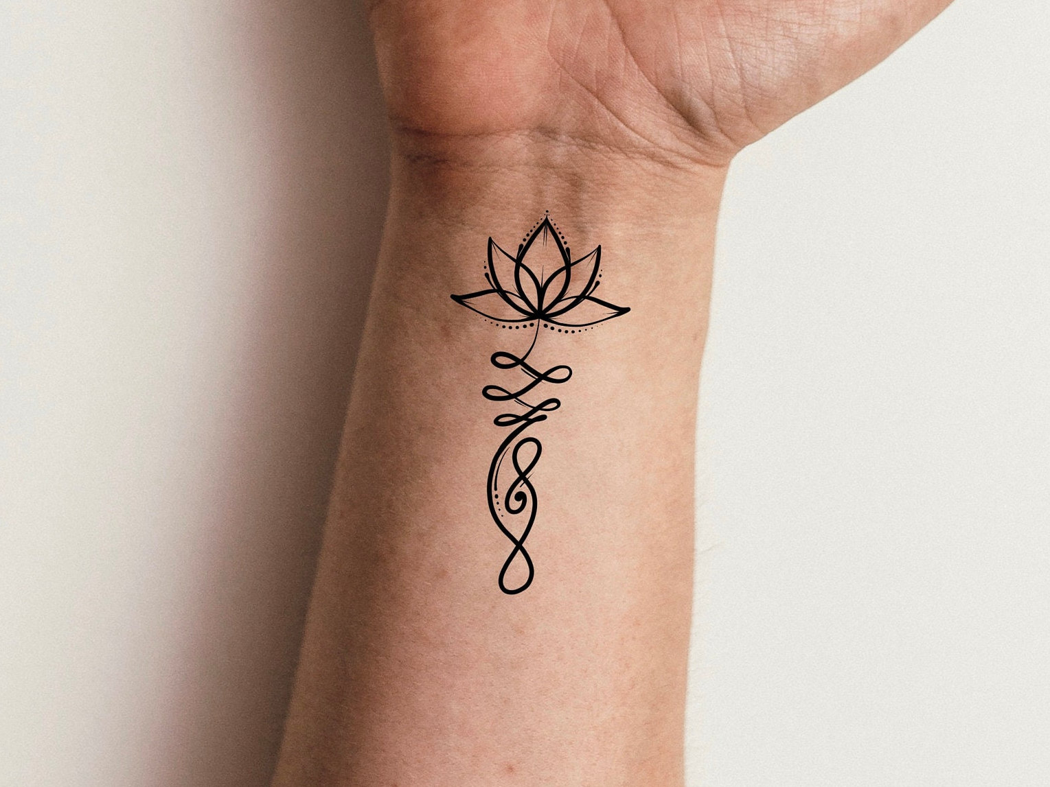 Unalome Lotus Semi-permanent 2-week Tattoo set of 2 - Etsy | Unalome tattoo,  Unalome, Namaste tattoo