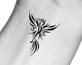 Black Phoenix Temporary Tattoo