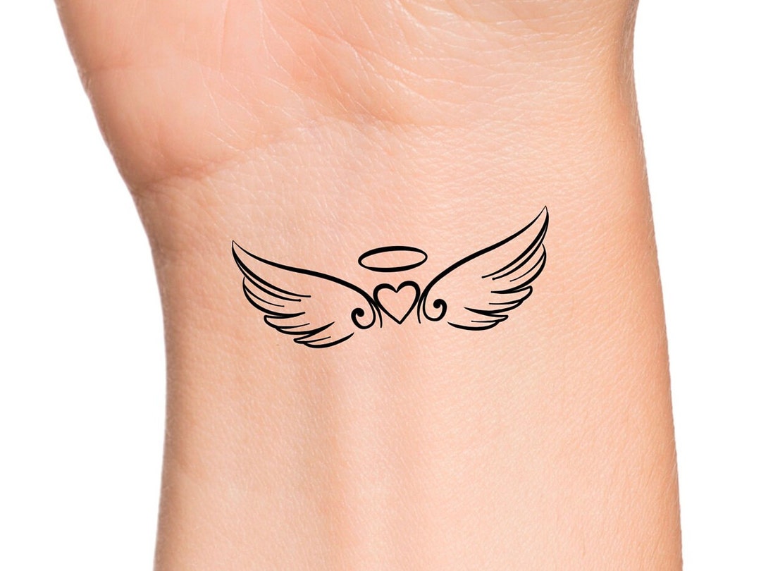 Heart Love White Wings Design Tattoo Waterproof For Male and Female  Temporary Body Tattoo