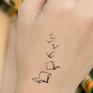 Books Birds Temporary Tattoo