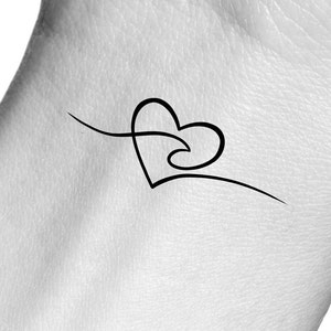 Wave Heart Temporary Tattoo
