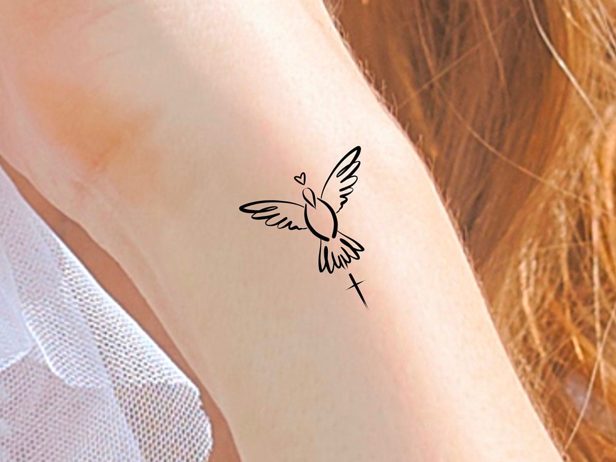 Dove Cross Heart Temporary Tattoo - Etsy Hong Kong Dove Cross Heart Temporary Tattoo - Etsy Hong Kong