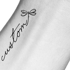 Custom Name Dragonfly Temporary Tattoo / custom words tattoo
