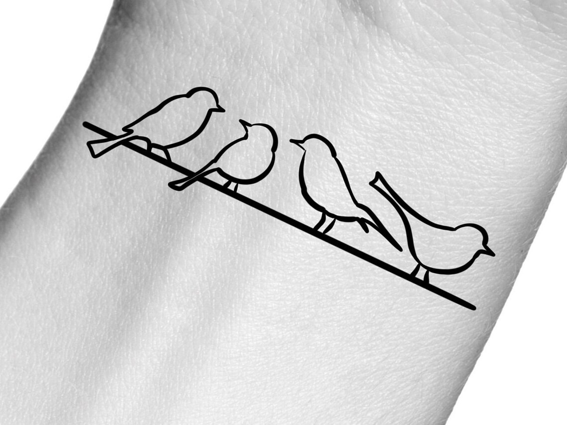 4 Birds on a Wire Temporary Tattoo - Etsy