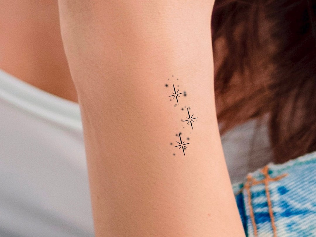 3 Stars Sparkles Temporary Tattoo Etsy
