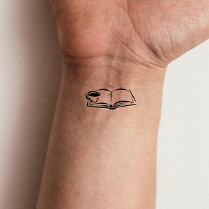 Book Coffee Mug Temporary Tattoo