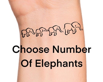 Family Elephants Temporary Tattoo / Baby Elephants Tattoo