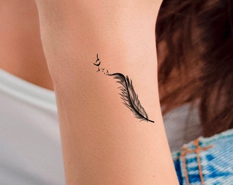 Feather Birds Temporary Tattoo