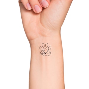 Love Paw Print Temporary Tattoo