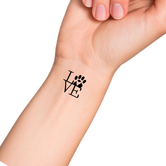 Love Dog Paw Print Temporary Tattoo Etsy Canada