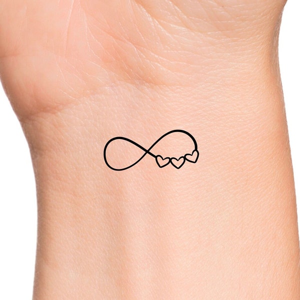 Infinity 3 Hearts Temporary Tattoo