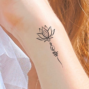 Lotus Unalome Temporary Tattoo