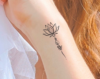 Lotus Unalome Temporary Tattoo