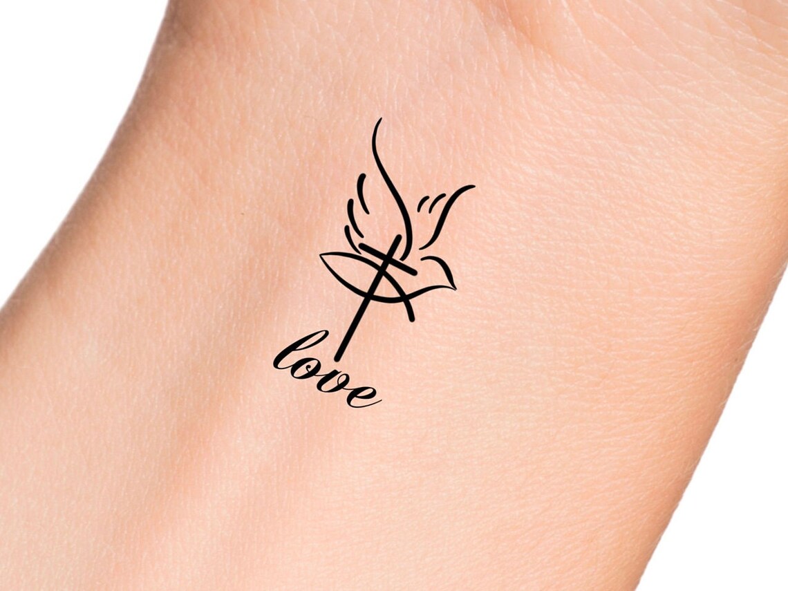 Cross Dove Jesus Fish Love Temporary Tattoo / Religious Tattoo - Etsy