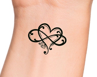 Tatuaggio temporaneo del cuore di infinito