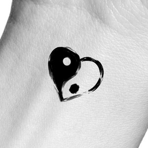Yin Yang Heart Temporary Tattoo
