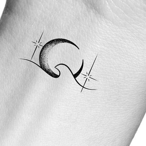 Wave Moon Stars Temporary Tattoo