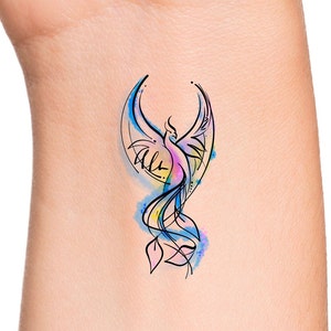 Phoenix Watercolor Temporary Tattoo