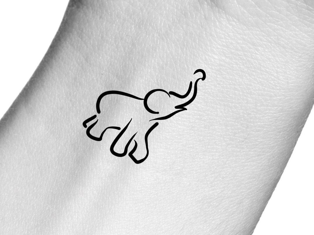 Elephant Line Temporary Tattoo - Etsy