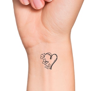 Butterflies Heart Temporary Tattoo / Choose Your Number of Butterflies