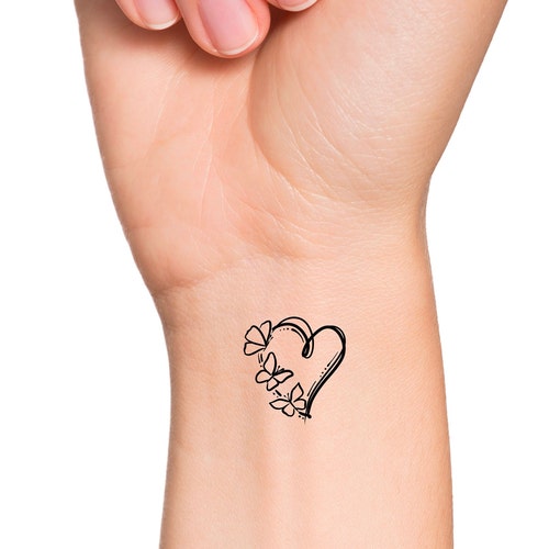 Love Red Heart Temporary Tattoo Etsy