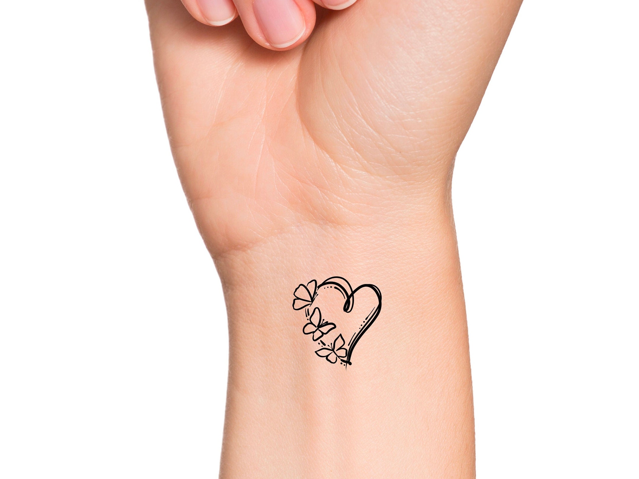 3 Butterflies Heart Temporary Tattoo - Etsy