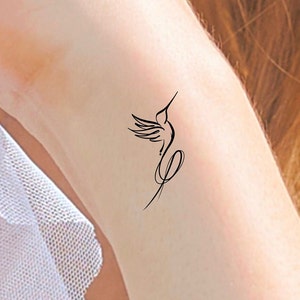 Hummingbird Swirl Temporary Tattoo