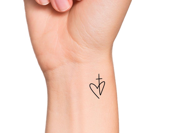 Cross Heart Temporary Tattoo / Religious Tattoo - Etsy