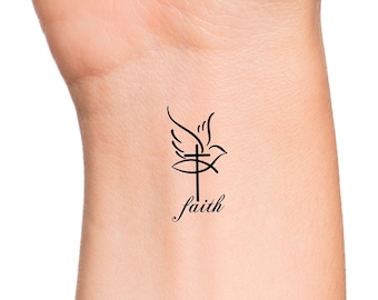 Cross Dove Jesus Fish Faith Temporary Tattoo / religious tattoo