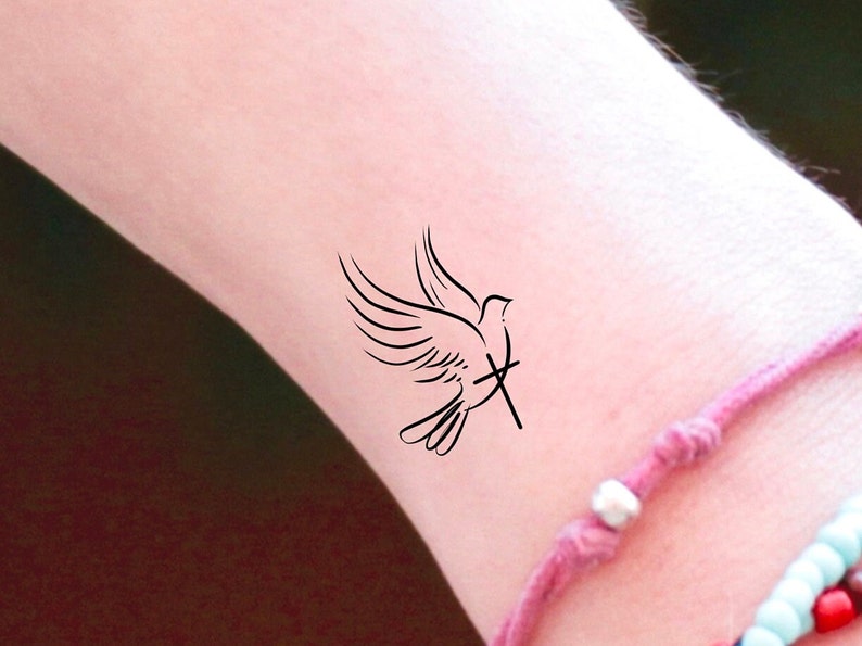Dove Cross Temporary Tattoo / Religious Tattoo - Etsy