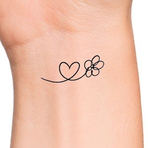 Daisy Heart Temporary Tattoo
