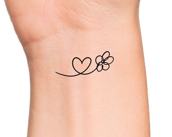 Daisy Heart Temporary Tattoo