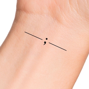 Semicolon Line Temporary Tattoo