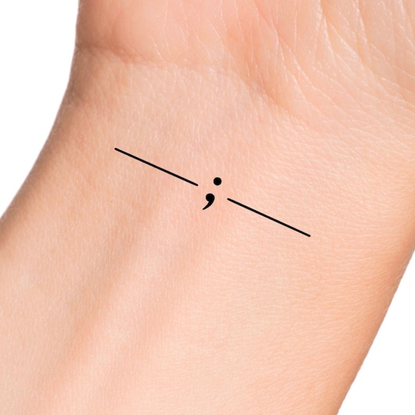 Semicolon Line Temporary Tattoo