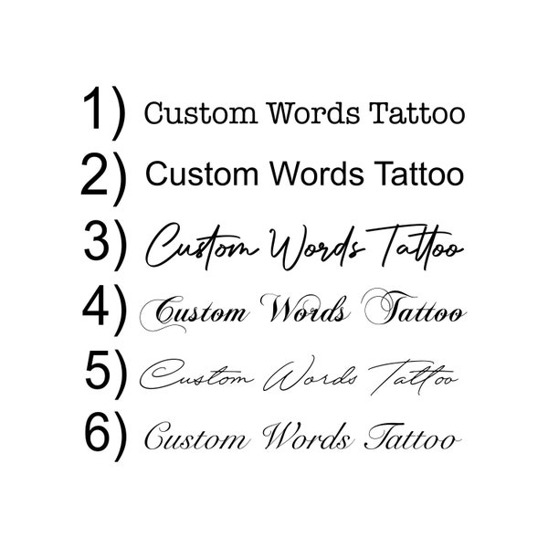 Individuelle Wörter temporäres Tattoo / individuelles Handschrift Tattoo
